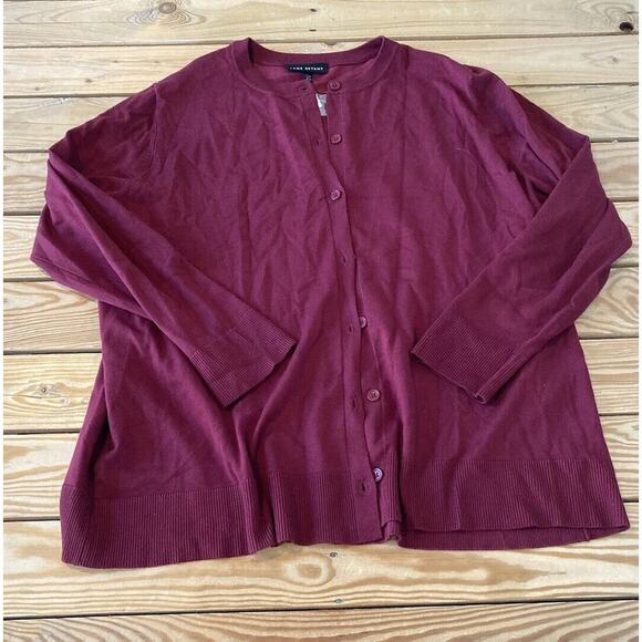 NWT $49.95 Lane Bryant Button Up Cardigan Sweater Size 22 Women’s Maroon - Picture 1 of 10